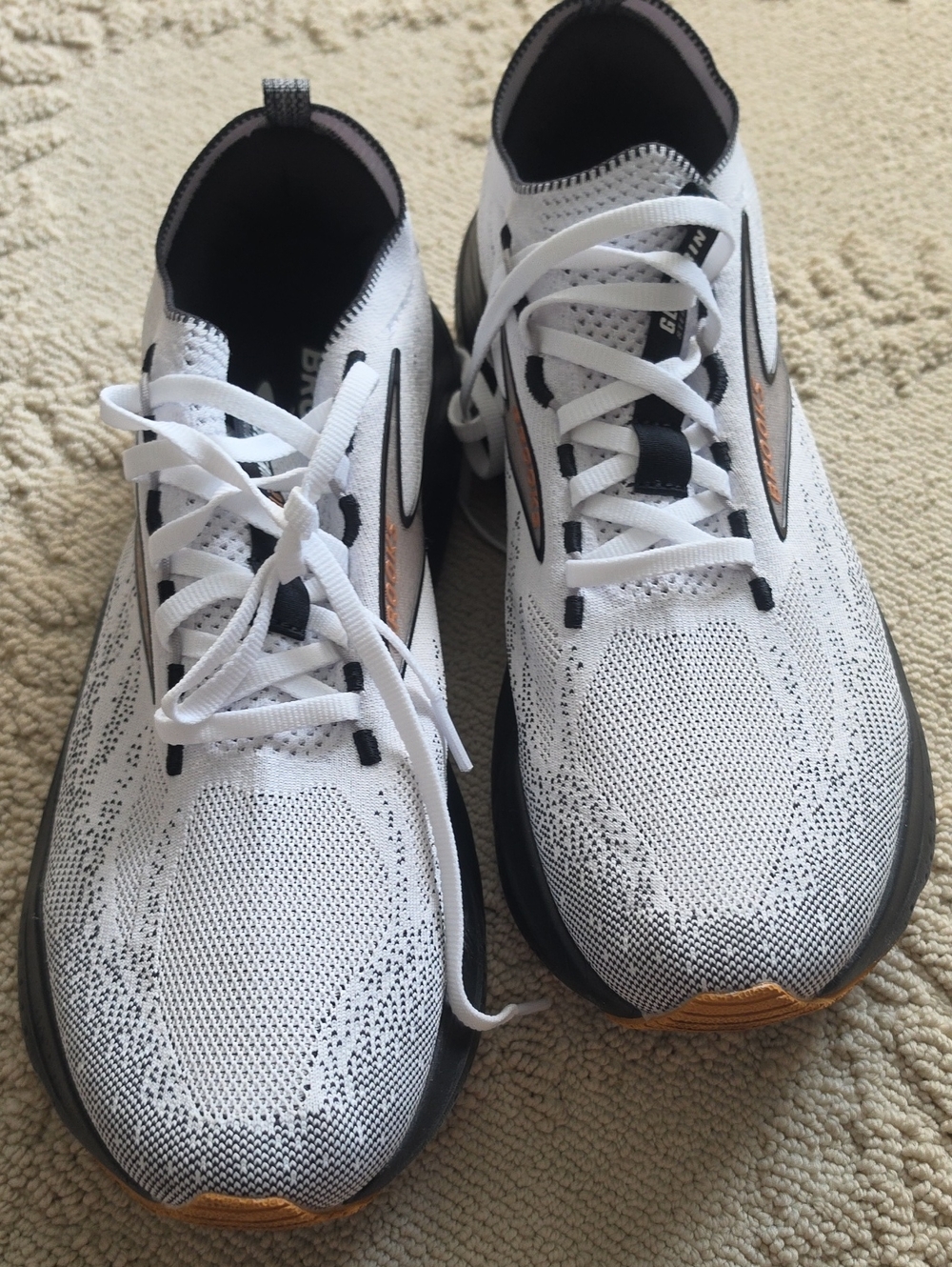 Brooks White Running Shoes with Black and Tan Accents